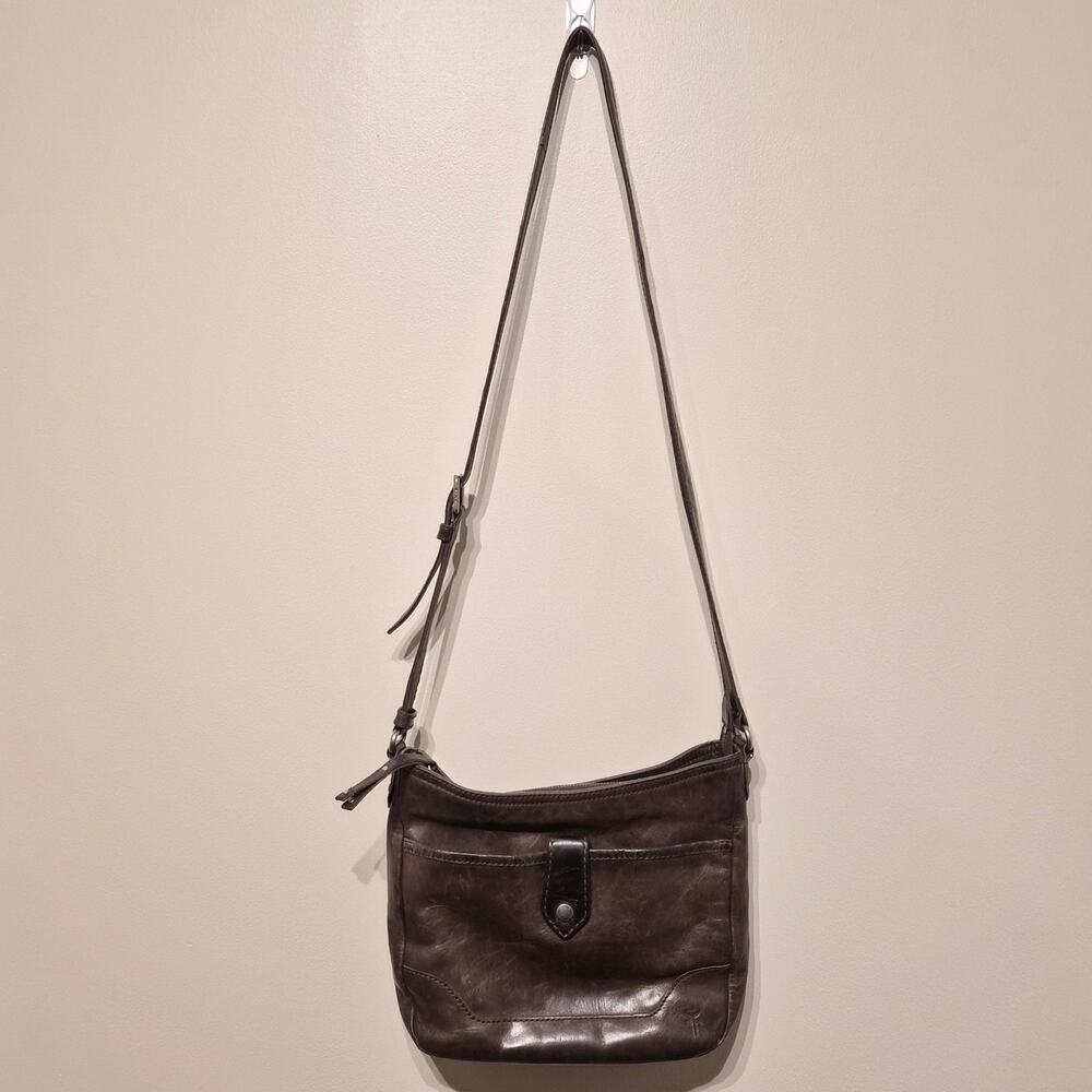Frye Melissa Button Crossbody Bag Distressed Dark Brown Leather
